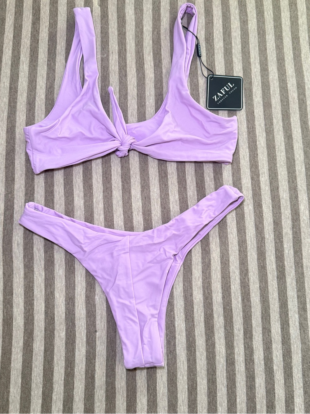 Zaful Lavender Front Knot Bikini Set NWT
